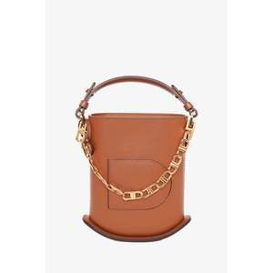 Delvaux Tan Box Calfskin 'Pin Éclatin' Bucket Bag with Strap